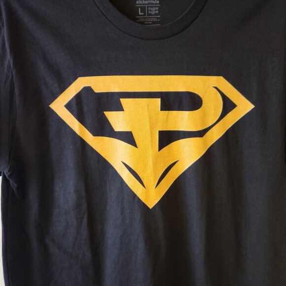 Sticker Mule Large Black T-Shirt With Yellow Logo Design 100% Cotton - Picture 2 of 5